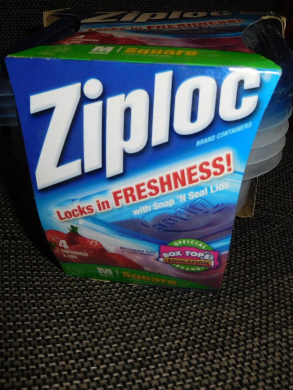 New Vtg Ziploc Food Containers Vintage Blue top M squares 32 oz